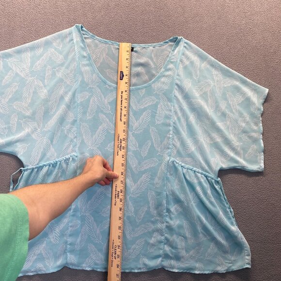 TORRID 10521823 Feather Side Cinch Chiffon Top / sheer blouse Size 2 Green Mint - Picture 6 of 8